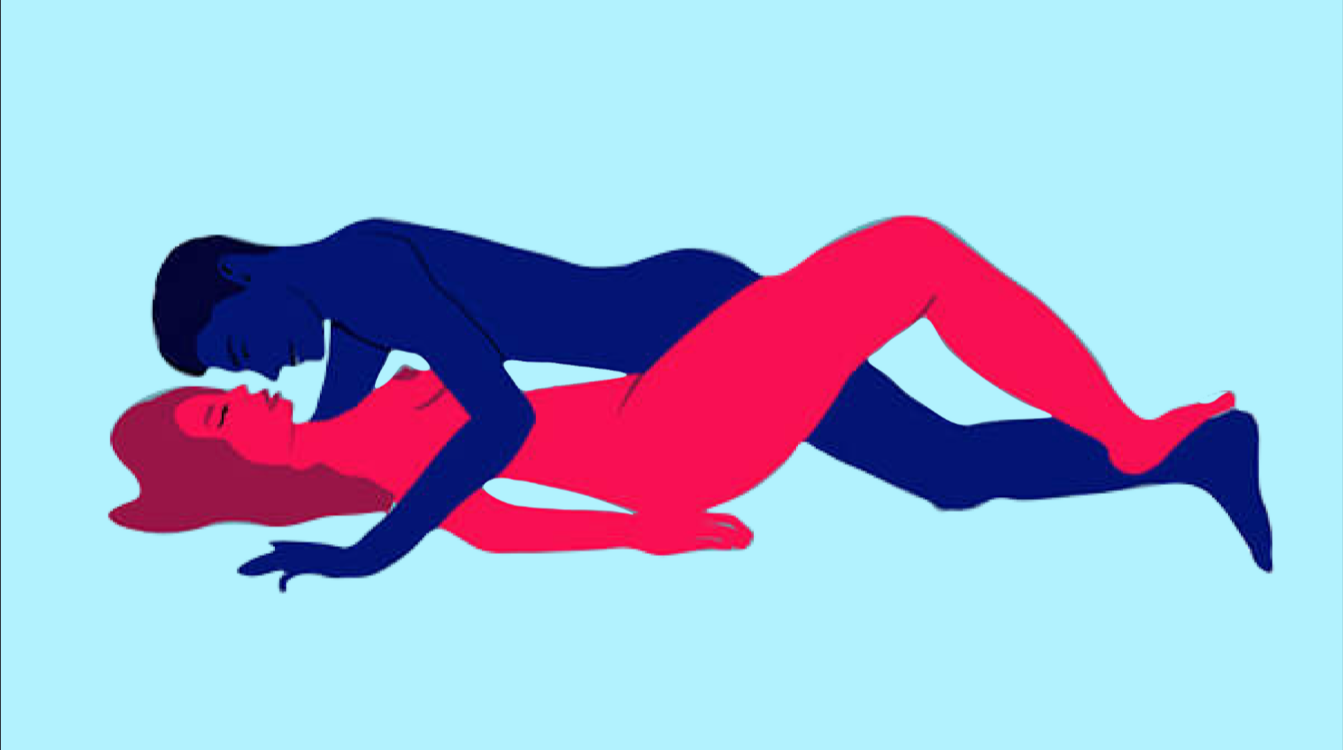 A couple having sex in the missionary position