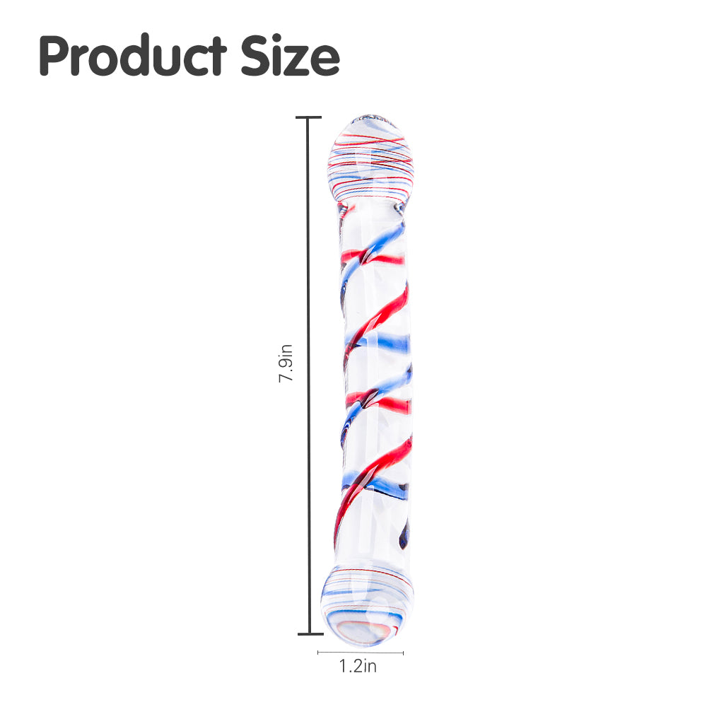 Sapphire And Ruby Spiral Glass Dildo 8 Inch