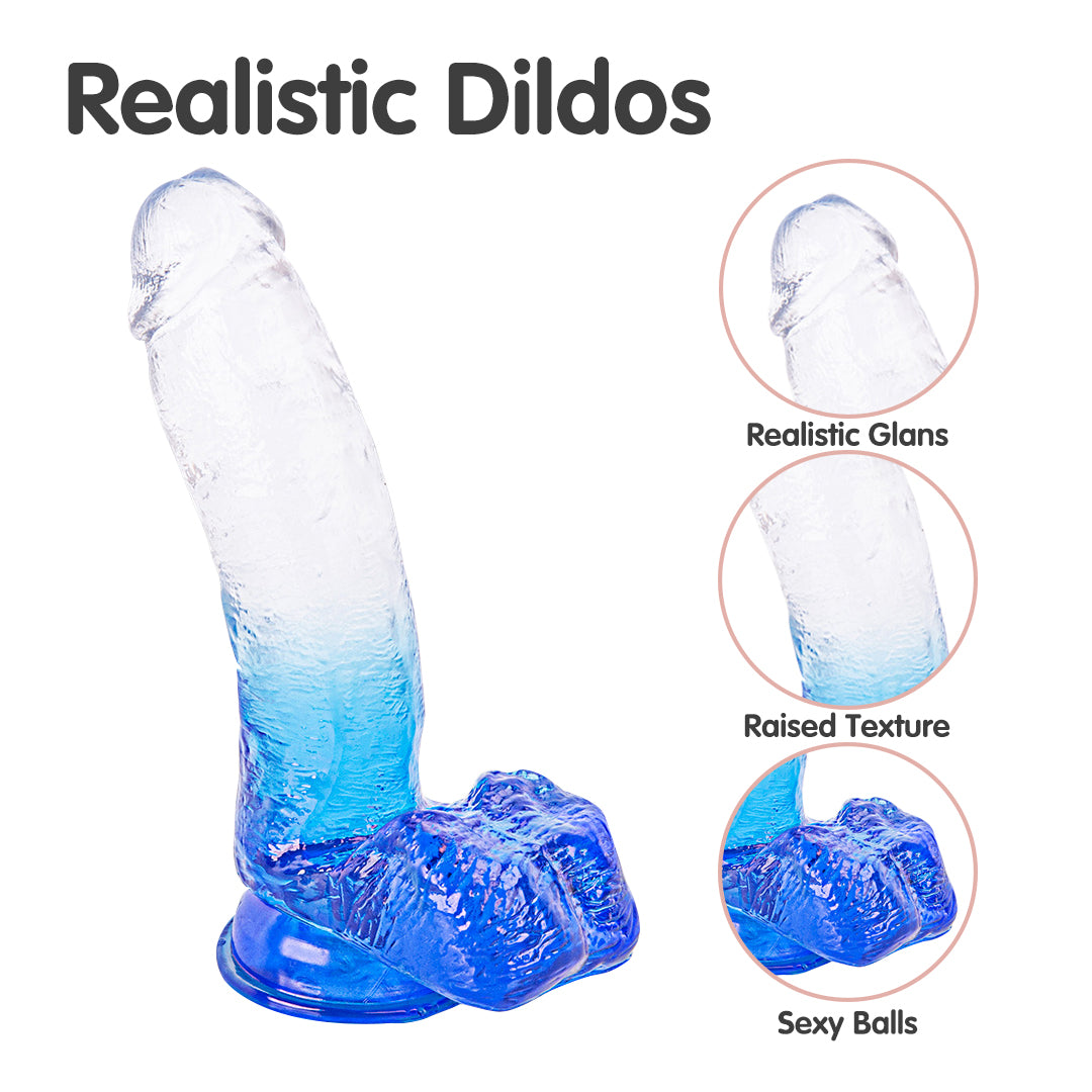 Blue Gradient Suction Cup Dildo 7 Inch