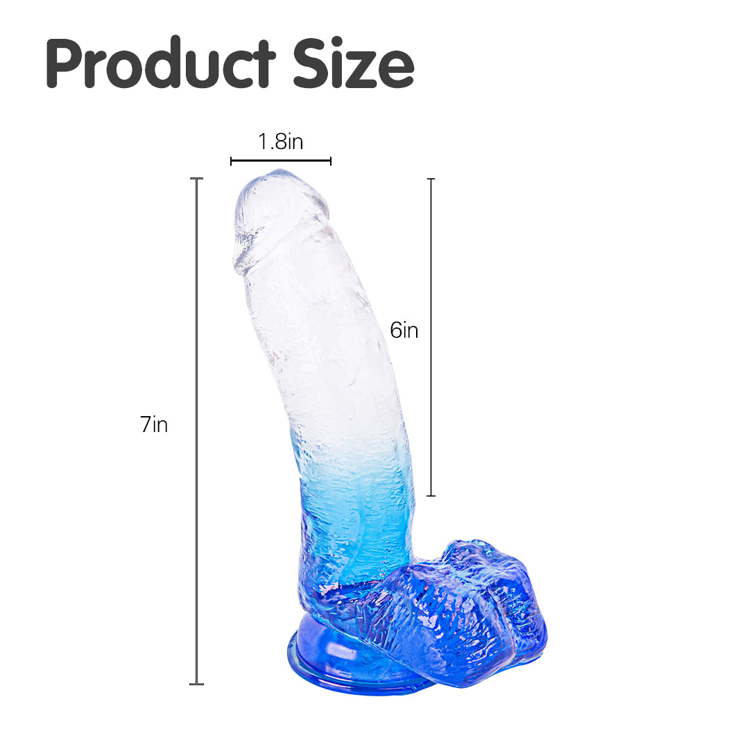 Blue Gradient Suction Cup Dildo 7 Inch