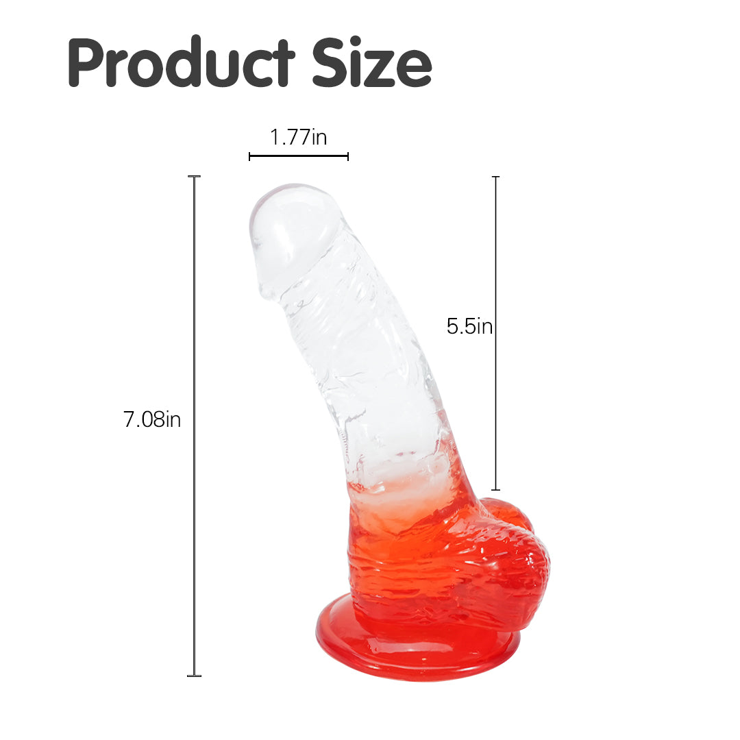 Red gradient suction cup dildo 7 Inch