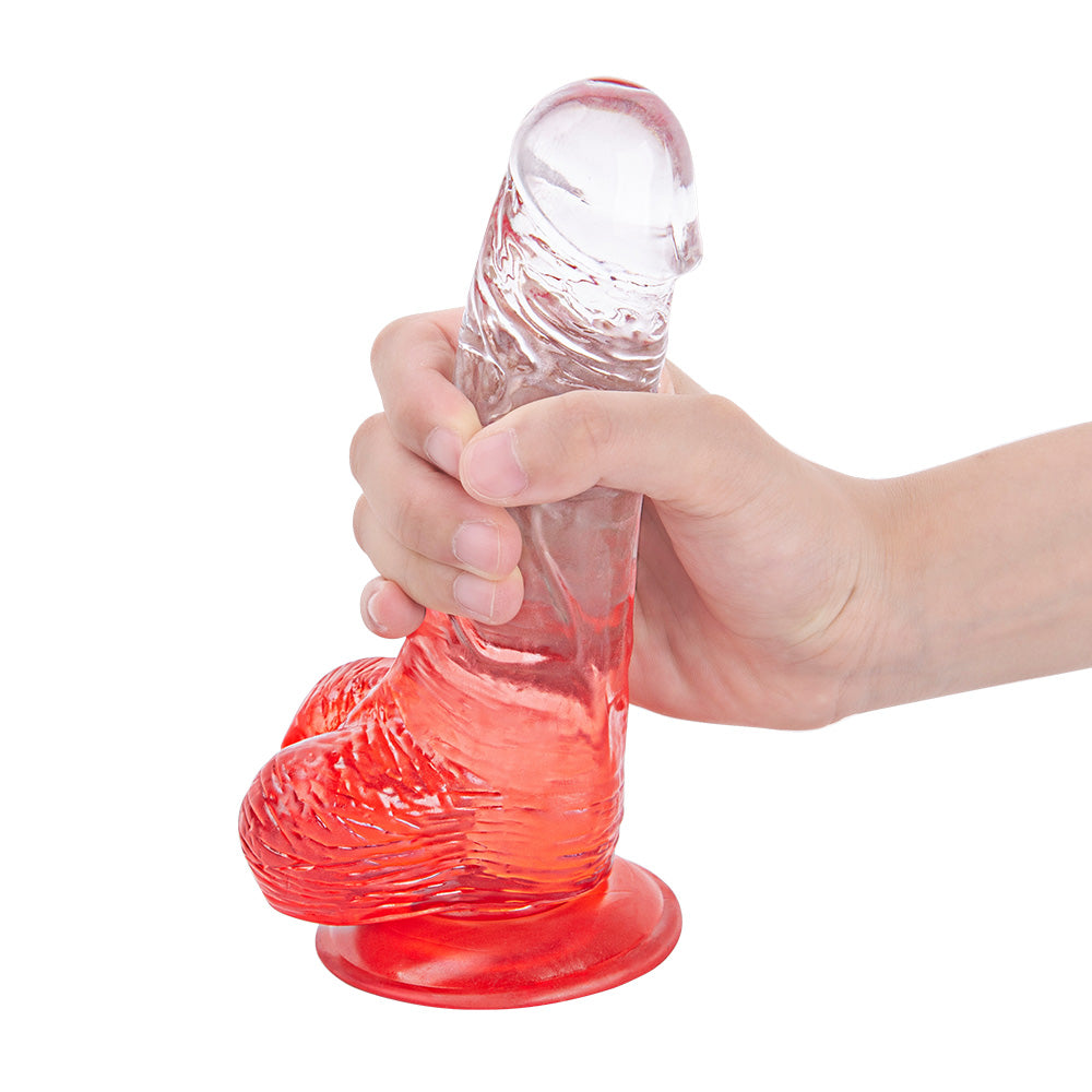 Red gradient suction cup dildo 7 Inch