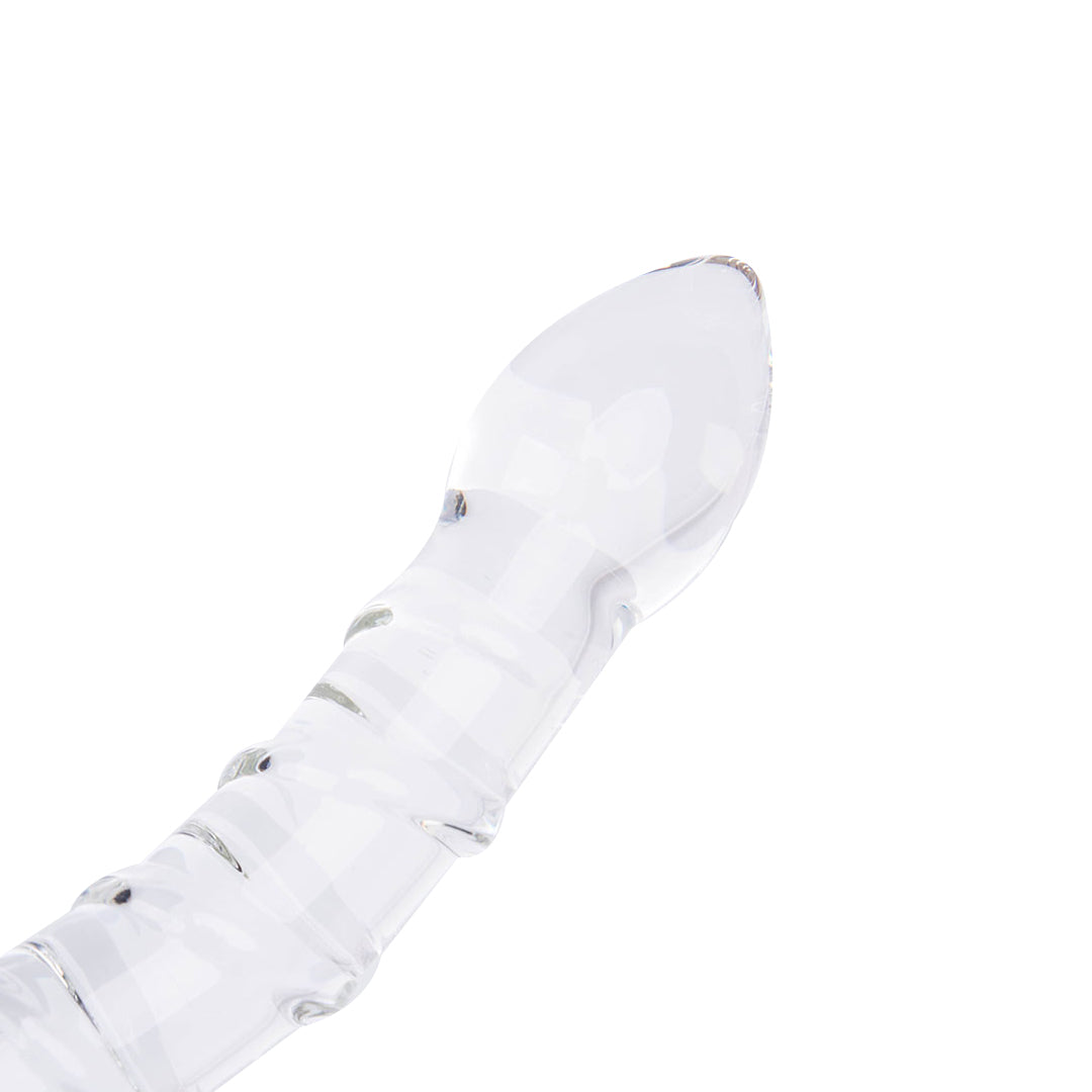 Two Head Beaded Sensual Glass Dildo 7 Inch