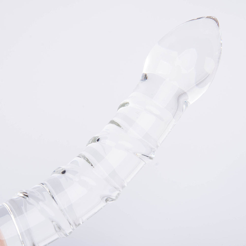 Two Head Beaded Sensual Glass Dildo 7 Inch