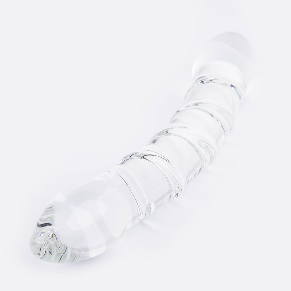 Two Head Beaded Sensual Glass Dildo 7 Inch