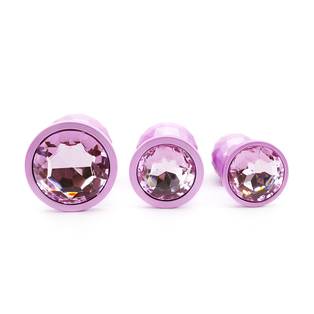 Pink Light Ball Metal Butt Plug Set (3 Piece)