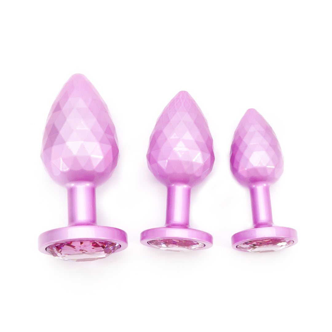 Pink Light Ball Metal Butt Plug Set (3 Piece)