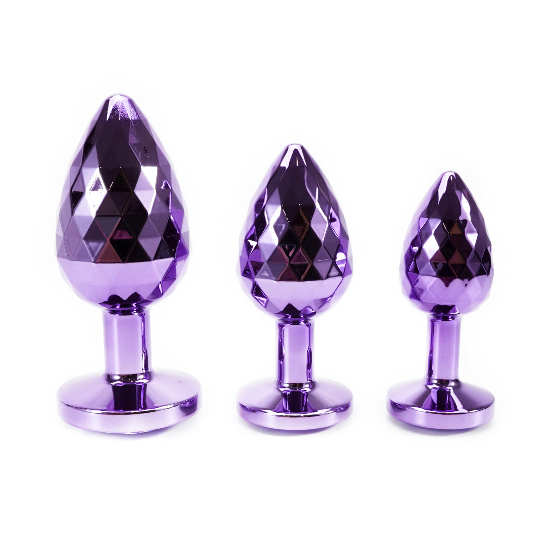 Purple Light Ball Metal Butt Plug Set (3 Piece)