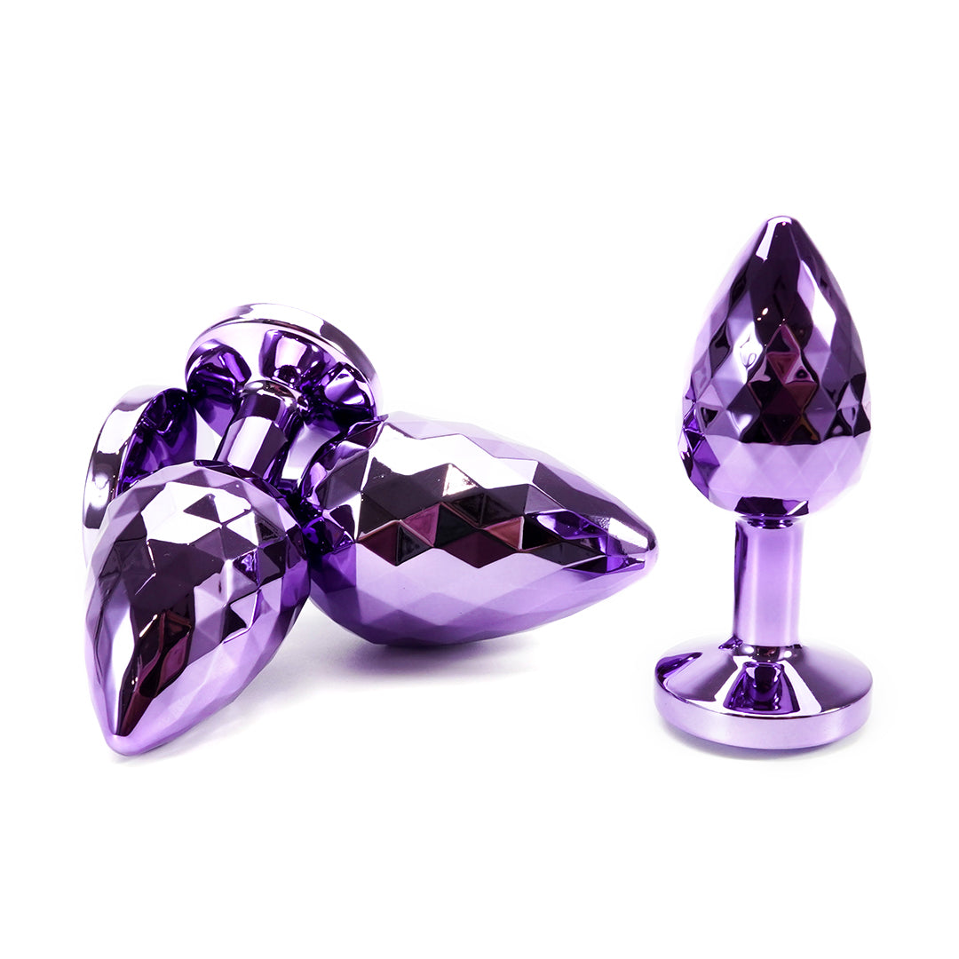 Purple Light Ball Metal Butt Plug Set (3 Piece)