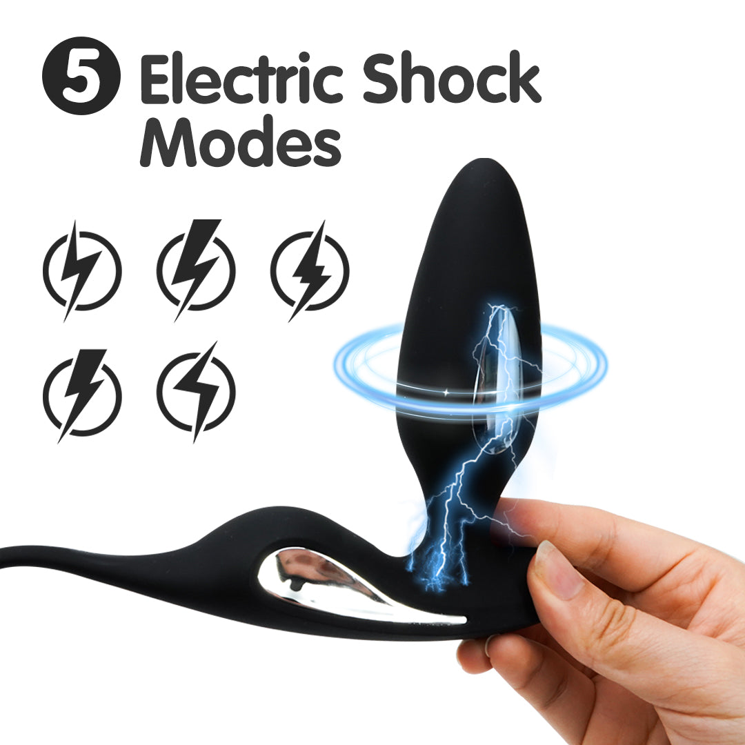 LIGHTNING Silicone Electric Shock Cock Ring Butt Plug