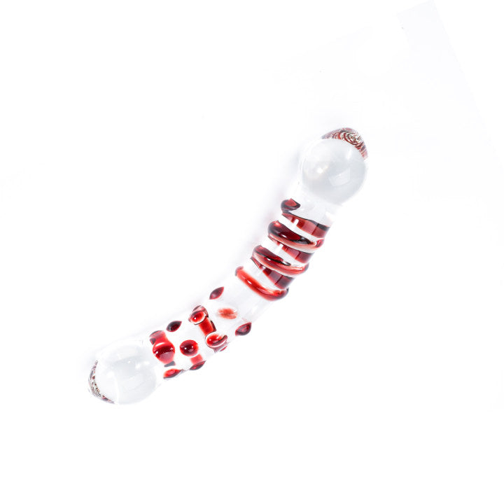 Crystal Bliss Ruby Spiral Raised Dot Glass Dildo 7 Inch